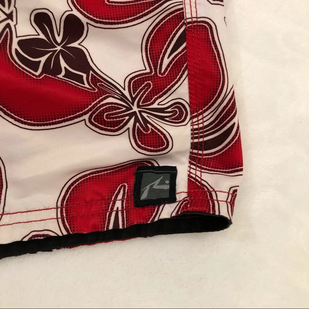 Rusty Surf Red & White Aloha Hawaiian Floral Board Shorts Swim Trunks Men’s 38